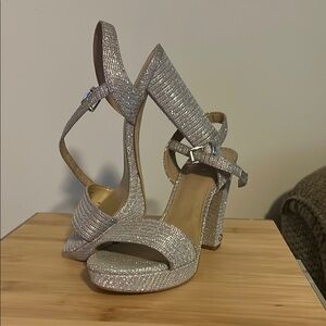Elegant Silver Strappy Heels MK